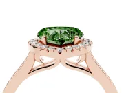 Heart-Shaped Halo Engagement Ring Setting for a Fancy Green Lab-Grown Diamond | Flat Tapered Band | Rose Gold