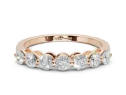 Round Lab-Grown Diamond Half Eternity Wedding Band | Raised Round Heads | Rose Gold