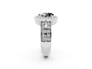 Oval Scalloped Halo Engagement Ring Setting for a Black Center | Double Row Band | White Gold