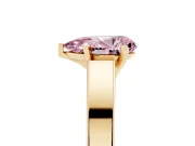Fancy Pink Pear Cut Diamond Solitaire Engagement Ring Set in Yellow gold with Prong Setting and Tapered Band
