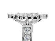 Marquise Halo Side Cluster Engagement Ring Setting | Graduated Channel Band | White Gold