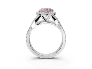 Heart-Shaped Halo Pavé Engagement Ring Setting for a Fancy Pink Lab-Grown Diamond | Narrow Split Shank | Platinum