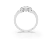 Pear Cut Diamond Twisted Band Solitaire Ring Set in Platinum with Scroll Prongs