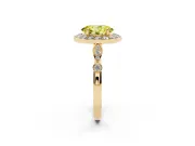 Oval Vintage Halo Engagement Ring Setting for a Fancy Yellow Lab-Grown Diamond | Bezel Station Shoulders | Yellow Gold