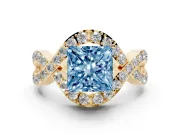 Princess Cut Infinity Twist Engagement Ring Setting for a Fancy Blue Lab-Grown Diamond | Yellow Gold