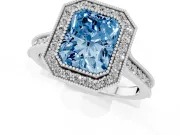 Radiant Cut Halo Engagement Ring Setting for a Fancy Blue Lab-Grown Diamond | Sterling Silver - Design NV-24721