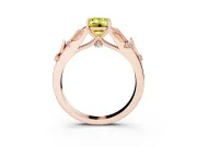 Emerald Cut Leaf Solitaire Engagement Ring Setting for a Fancy Yellow Lab-Grown Diamond | Rose Gold