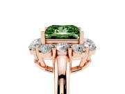 Princess Cut Graduated Milgrain Halo Engagement Ring Setting for a Fancy Green Lab-Grown Diamond | Rose Gold