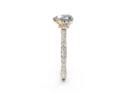 Heart-Shaped Hidden Halo Engagement Ring Setting for a Fancy Blue Lab-Grown Diamond | Pavé Band | Yellow Gold
