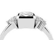 Radiant Cut Pear Side Stone Cluster Engagement Ring Setting | Bezel Frame | White Gold