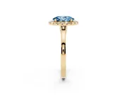 Oval Halo Engagement Ring Setting for a Fancy Blue Lab-Grown Diamond | Flat Tapered Band | Yellow Gold