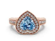 Heart-Shaped Halo Engagement Ring Setting for a Fancy Blue Lab-Grown Diamond | Rose Gold