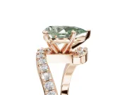 Pear-Shaped Bypass Pavé Engagement Ring Setting for a Fancy Green Lab-Grown Diamond | Rose Gold