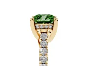 Cushion Cut Hidden Halo Pave Engagement Ring Setting for a Fancy Green Lab-Grown Diamond | Claw Prongs | Yellow Gold