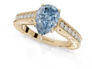 Pear-Shaped Vintage Engagement Ring Setting for a Fancy Blue Lab-Grown Diamond | Yellow Gold - Design NV-24644