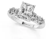 Radiant Cut Five Stone Engagement Ring Setting | Prong Set Side Stones | Sterling Silver