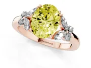 Fancy Yellow Oval Cut Diamond Solitaire Floral Ring Set in Rose gold with Marquise Petals and Prong Setting