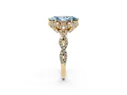 Marquise Milgrain Halo Engagement Ring Setting for a Fancy Blue Lab-Grown Diamond | Graduated Shoulders | Yellow Gold