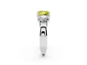 Princess Cut Three Stone Engagement Ring Setting for a Fancy Yellow Lab-Grown Diamond | Wide Plain Band | Platinum