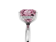 Fancy Pink Princess Cut Diamond Solitaire Engagement Ring Set in Platinum with Prong Setting and Polished Band