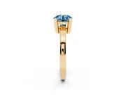 Fancy Blue Round Cut Diamond Solitaire Ring Set in Yellow gold with Prong Head and Smooth Polished Band
