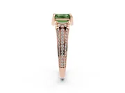 Emerald Cut Hidden Halo Engagement Ring Setting for a Fancy Green Lab-Grown Diamond | Triple Row Pavé Band | Rose Gold