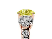 Round Three Stone Engagement Ring Setting for a Fancy Yellow Lab-Grown Diamond | Accented Shoulders | Rose Gold