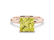 Princess Cut Hidden Halo Engagement Ring Setting for a Fancy Yellow Lab-Grown Diamond | Plain Band | Rose Gold