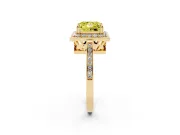 Princess Cut Halo Engagement Ring Setting for a Fancy Yellow Lab-Grown Diamond | Polished Halo Rim | Yellow Gold