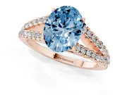 Oval Graduated Split Shank Engagement Ring Setting for a Fancy Blue Lab-Grown Diamond | Rose Gold