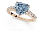 Heart-Shaped Pavé Solitaire Engagement Ring Setting for a Fancy Blue Lab-Grown Diamond | Crossover Gallery | Rose Gold