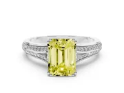 Emerald Cut Split Shank Engagement Ring Setting for a Fancy Yellow Lab-Grown Diamond | Pave Band | Sterling Silver