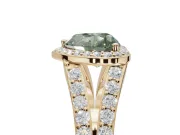 Heart-Shaped Halo Pavé Engagement Ring Setting for a Fancy Green Lab-Grown Diamond | Narrow Split Shank | Yellow Gold