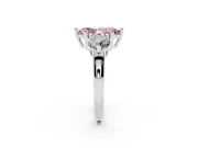 Fancy Pink Marquise Cut Diamond Three-Stone Ring Set in Silver with Prong Setting and Classic Band