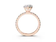 Heart-Shaped Pavé Solitaire Engagement Ring Setting | Shared Prong Band | Rose Gold