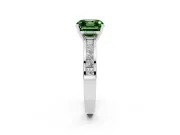 Fancy Green Asscher Cut Diamond Solitaire Ring Set in White gold with Channel-Set Band and Prong Setting
