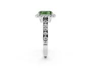 Emerald Cut Halo Engagement Ring Setting for a Fancy Green Lab-Grown Diamond | Shared Prong Shoulders | Sterling Silver