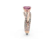 Radiant Cut Twisted Pavé Engagement Ring Setting for a Fancy Pink Lab-Grown Diamond | Rose Gold