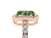 Emerald Cut Halo Engagement Ring Setting for a Fancy Green Lab-Grown Diamond | Graduated Pavé Band | Rose Gold