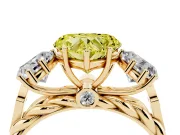 Heart-Shaped Three Stone Engagement Ring Setting for a Fancy Yellow Lab-Grown Diamond | Braided Band | Yellow Gold