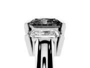 Radiant Cut Channel-Set Three Stone Engagement Ring Setting for a Black Center | White Gold
