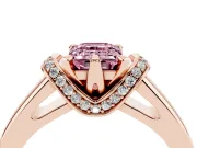 Emerald Cut Pavé Collar Engagement Ring Setting for a Fancy Pink Lab-Grown Diamond | Rose Gold