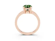 Fancy Green Round Cut Diamond Solitaire Ring Set in Rose gold with Prong Head and Smooth Polished Band