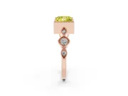 Fancy Yellow Princess Cut Diamond Vintage-Inspired Milgrain Ring Set in Rose gold with Marquise Stations of Round Accents