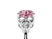Round Cluster Side Stone Engagement Ring Setting for a Fancy Pink Lab-Grown Diamond | Platinum