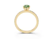 Fancy Green Pear Cut Diamond Pavé Band Solitaire Set in Yellow gold with Prong Setting