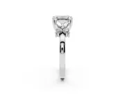 Emerald Cut Diamond Floral Cluster Ring Set in White gold with Marquise Petals and Prong Setting
