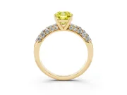 Cushion Cut Close Set Pave Engagement Ring Setting for a Fancy Yellow Lab-Grown Diamond | Multi Row | Yellow Gold