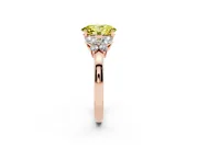 Fancy Yellow Oval Cut Diamond Solitaire Floral Ring Set in Rose gold with Marquise Petals and Prong Setting