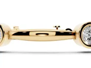 Round Lab-Grown Diamond Bezel Station Link Bracelet | Polished Bar Links | Yellow Gold